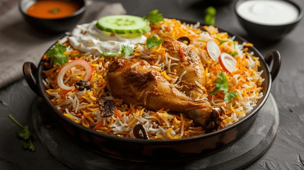 Chicken Dum Biryani 3PCS With Kachumber Raita